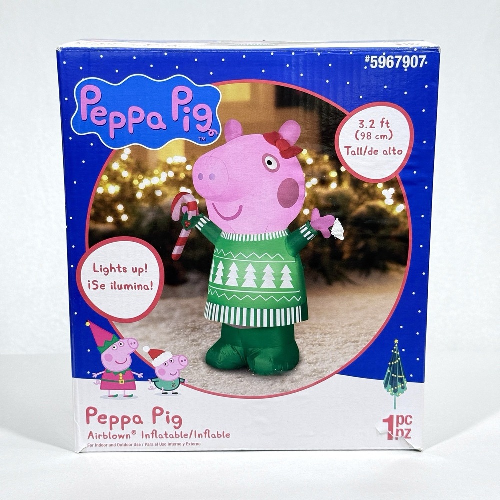 Peppa‎ Pig Christmas Inflatable Gemmy 3.2 ft Yard Decor Lights Up Indoor Outdoor